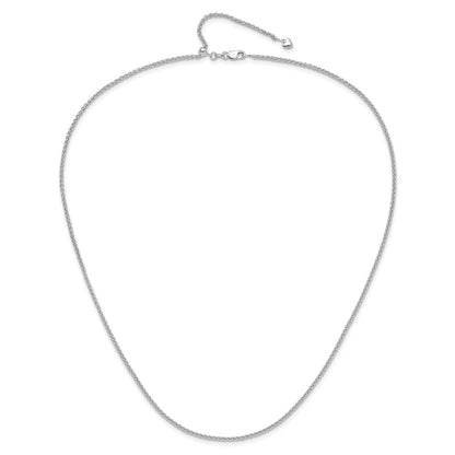 3 Inch 14K White Gold Adjustable 1.6mm Semi Solid Spiga Chain Necklace