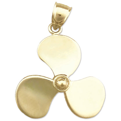14K Gold 26MM 3D Propeller Pendant