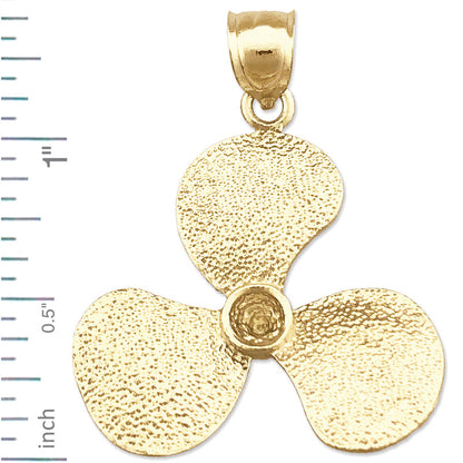 14K Gold 26MM 3D Propeller Pendant