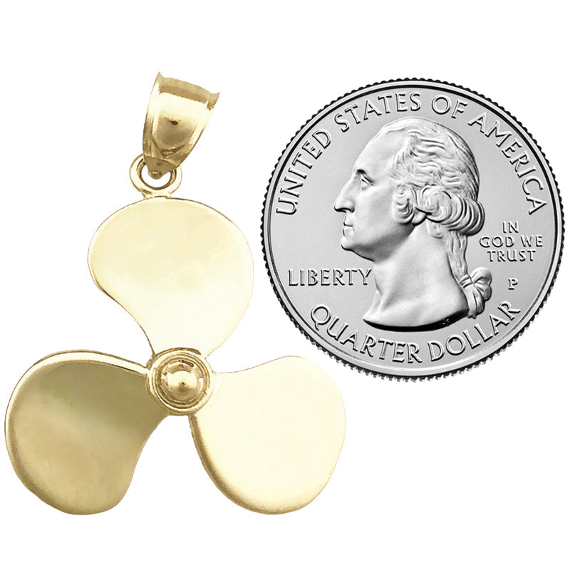 14K Gold 26MM 3D Propeller Pendant