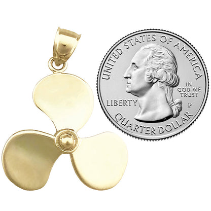 14K Gold 26MM 3D Propeller Pendant