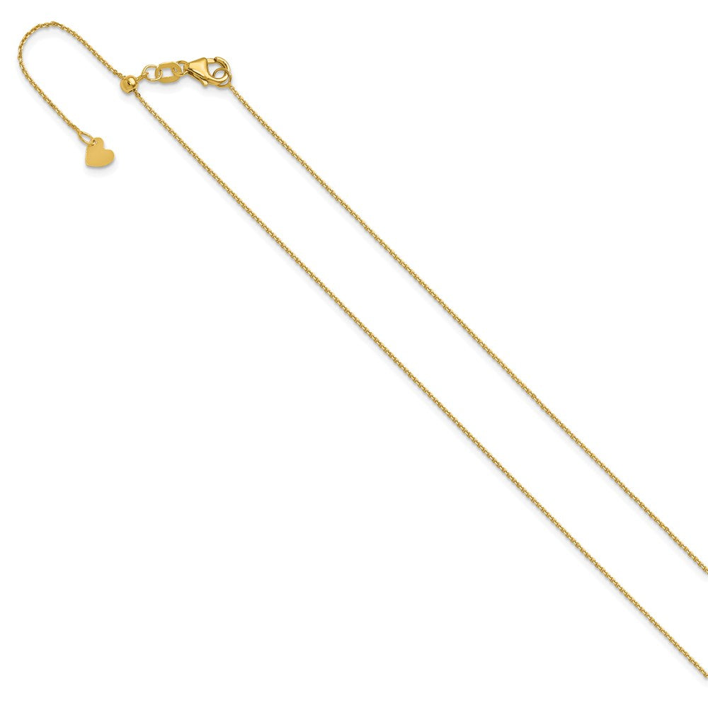 22 Inch 14K Adjustable 1mm D/C Cable Chain Necklace