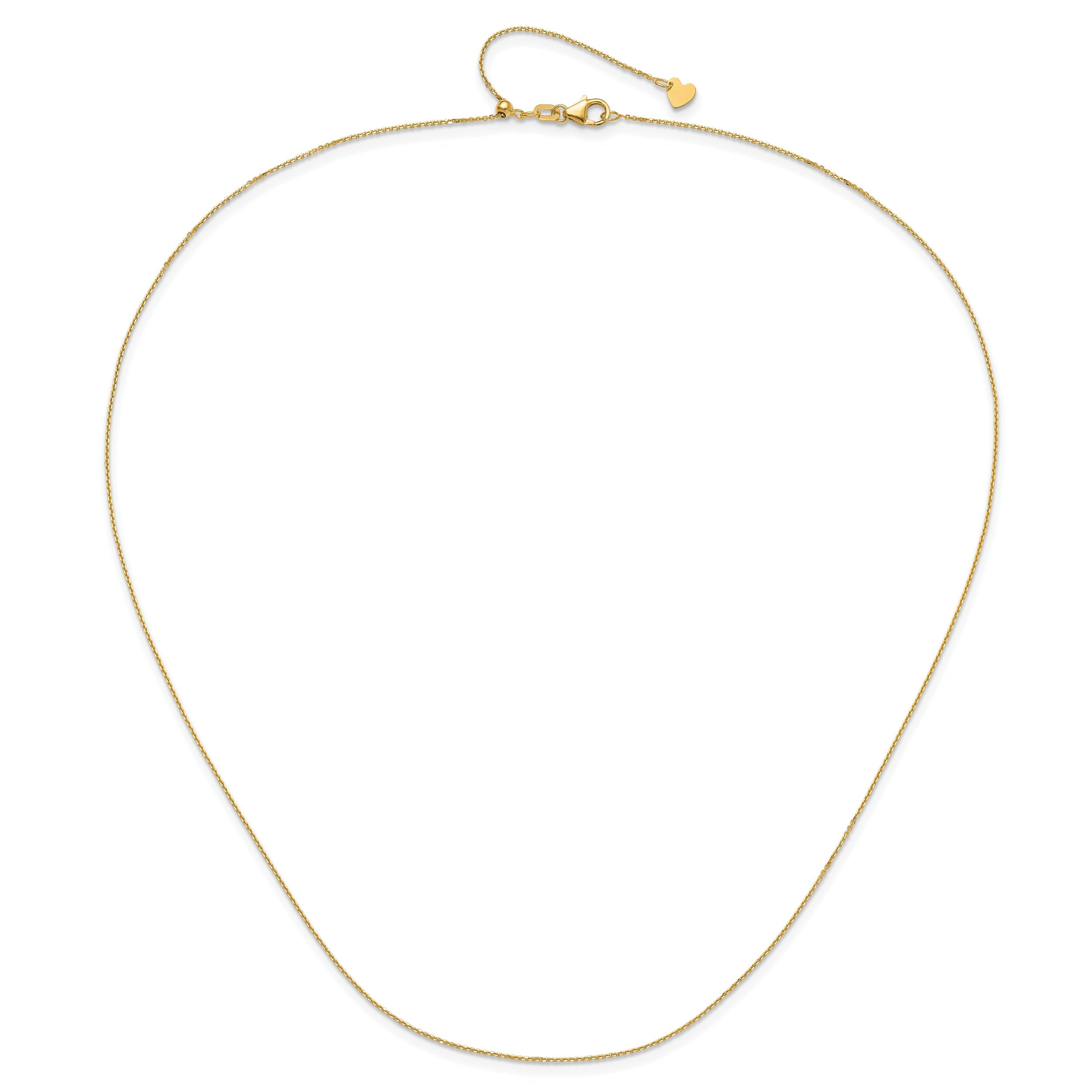 22 Inch 14K Adjustable 1mm D/C Cable Chain Necklace