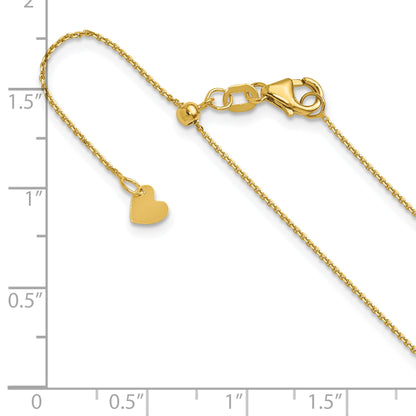 22 Inch 14K Adjustable 1mm D/C Cable Chain Necklace