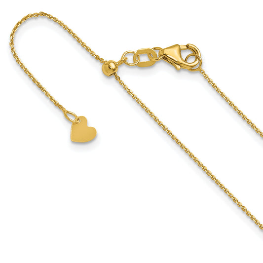 22 Inch 14K Adjustable 1mm D/C Cable Chain Necklace