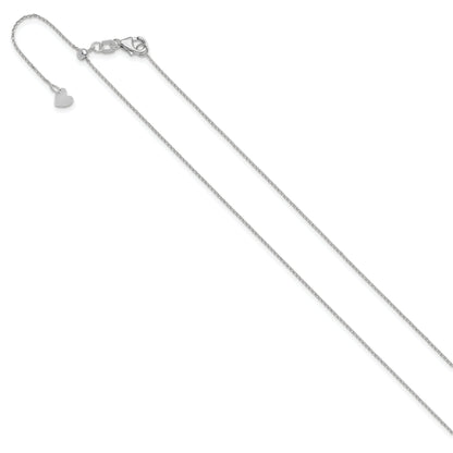 22 Inch 14K White Gold Adjustable 1mm D/C Cable Chain Necklace