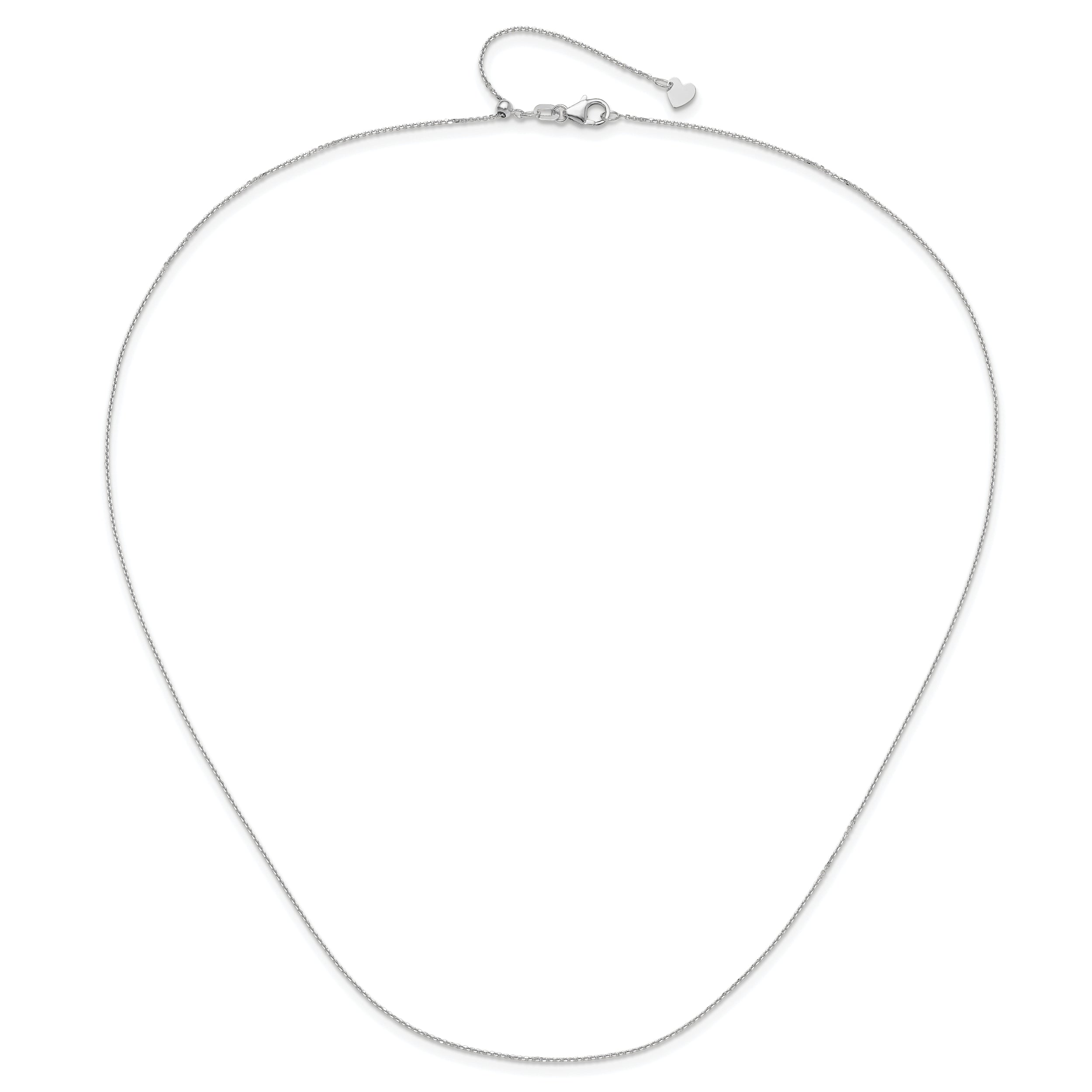 22 Inch 14K White Gold Adjustable 1mm D/C Cable Chain Necklace
