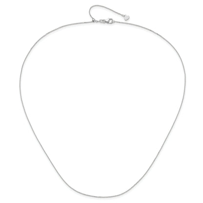 22 Inch 14K White Gold Adjustable 1mm D/C Cable Chain Necklace