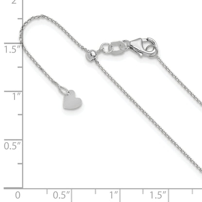 22 Inch 14K White Gold Adjustable 1mm D/C Cable Chain Necklace