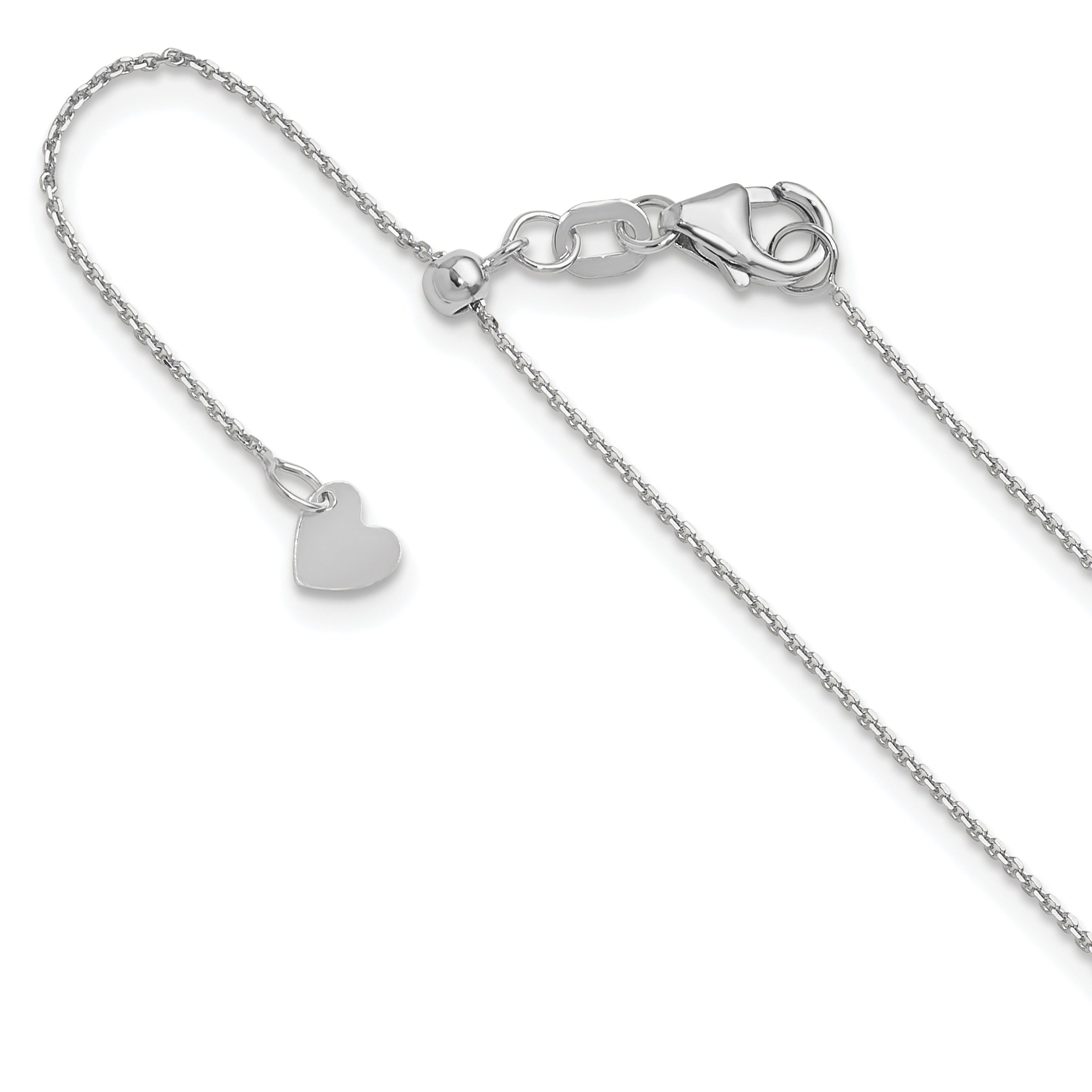 22 Inch 14K White Gold Adjustable 1mm D/C Cable Chain Necklace