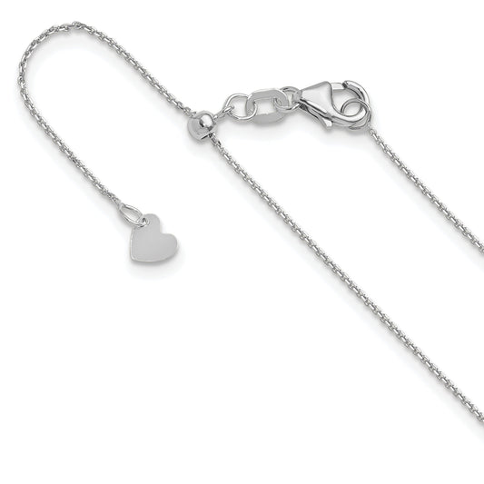 22 Inch 14K White Gold Adjustable 1mm D/C Cable Chain Necklace
