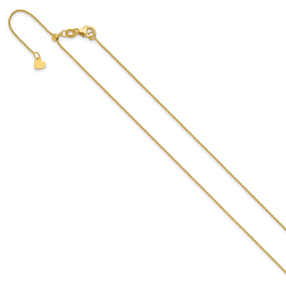 22 Inch 14K Adjustable .7mm Round Cable Chain Necklace