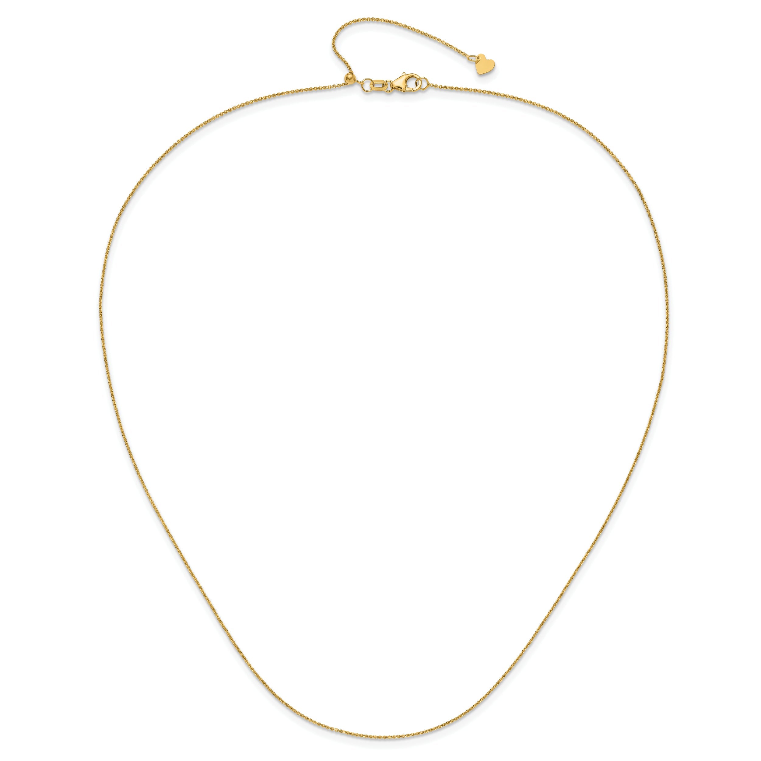 22 Inch 14K Adjustable .7mm Round Cable Chain Necklace