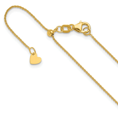 22 Inch 14K Adjustable .7mm Round Cable Chain Necklace