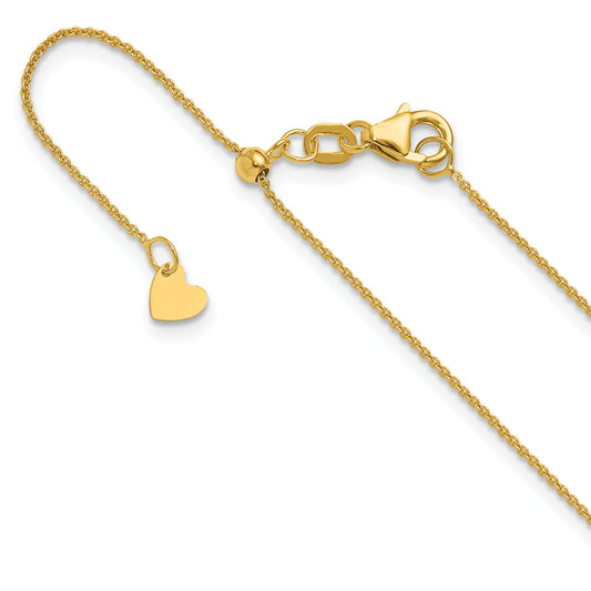 22 Inch 14K Adjustable .7mm Round Cable Chain Necklace