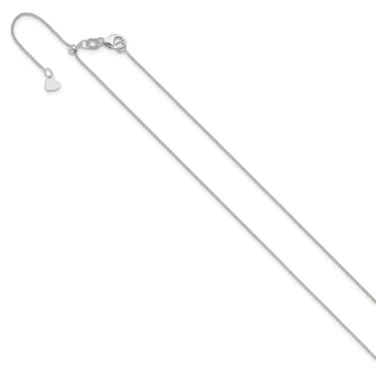 30 Inch 14K White Gold Adjustable .7mm Round Cable Chain Necklace