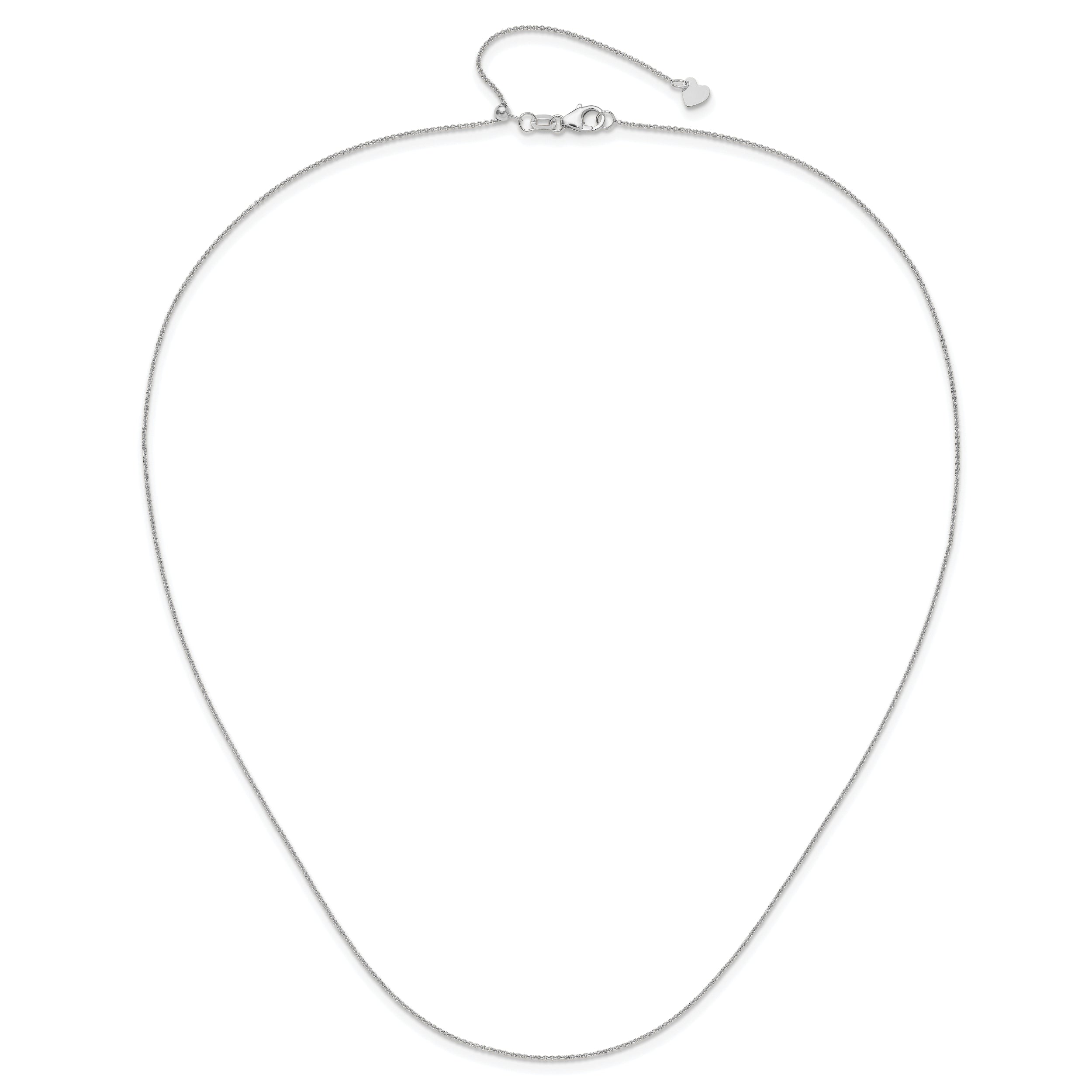 30 Inch 14K White Gold Adjustable .7mm Round Cable Chain Necklace