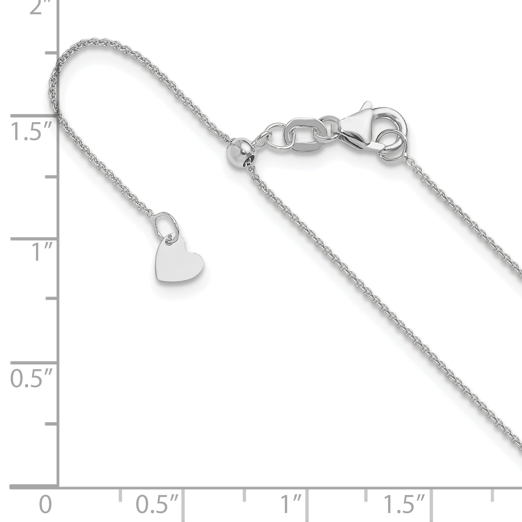 22 Inch 14K White Gold Adjustable .7mm Round Cable Chain Necklace