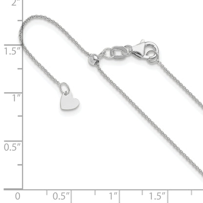 30 Inch 14K White Gold Adjustable .7mm Round Cable Chain Necklace