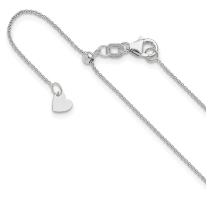 30 Inch 14K White Gold Adjustable .7mm Round Cable Chain Necklace