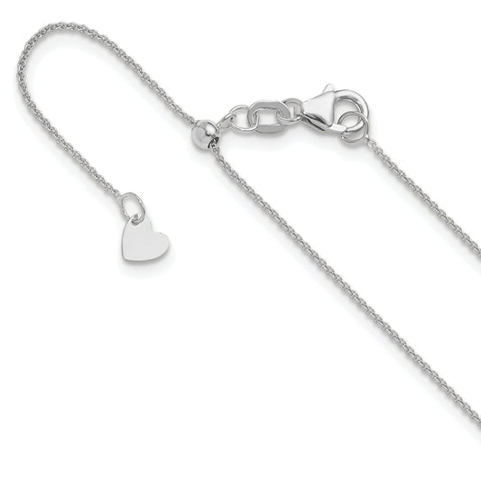 30 Inch 14K White Gold Adjustable .7mm Round Cable Chain Necklace