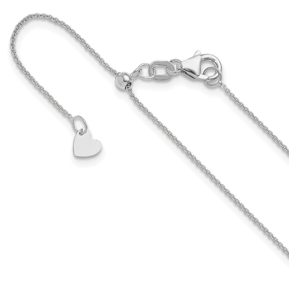 22 Inch 14K White Gold Adjustable .7mm Round Cable Chain Necklace