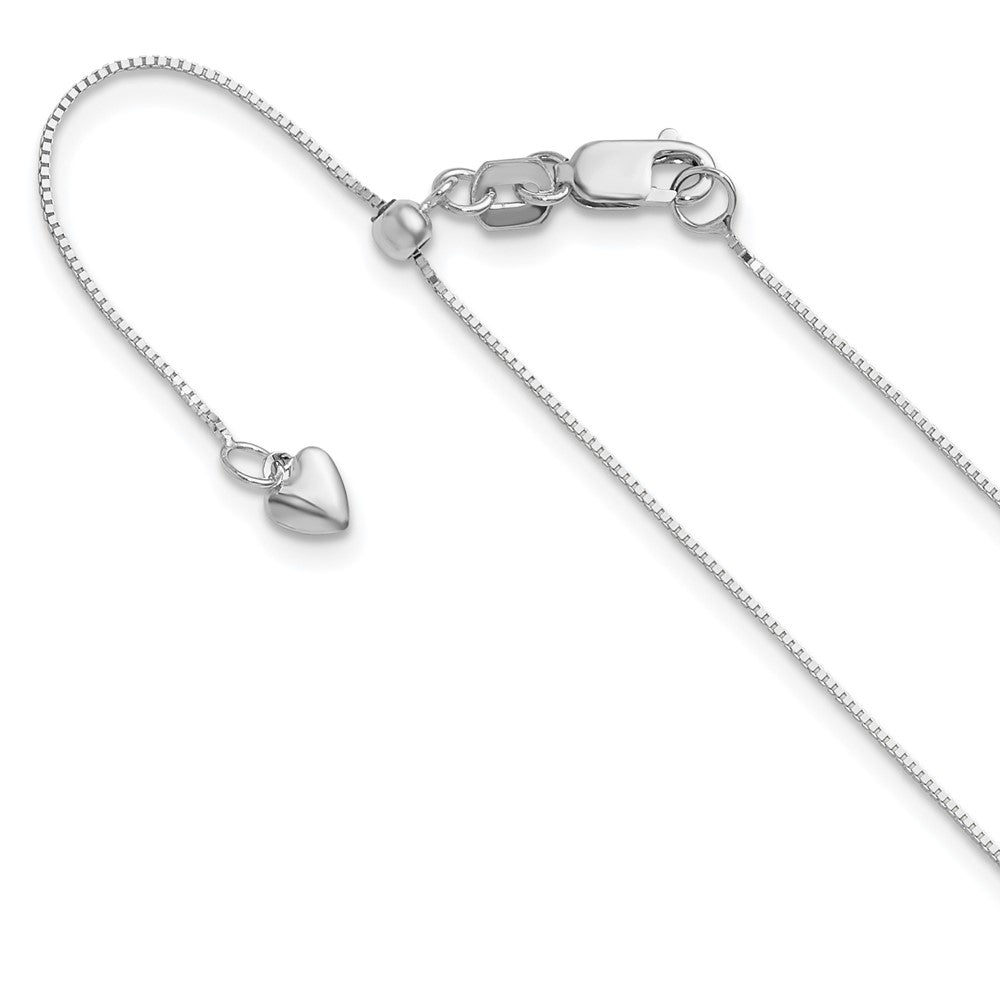 3 Inch 14K White Gold Adjustable .55mm Baby Box Chain Necklace