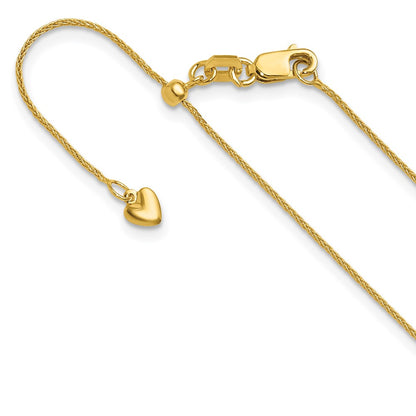 22 Inch 14K Adjustable .85mm Wheat Chain Necklace