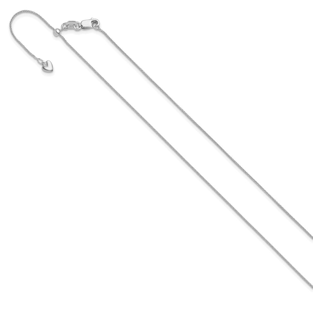 22 Inch 14K White Gold Adjustable .85mm Wheat Chain Necklace