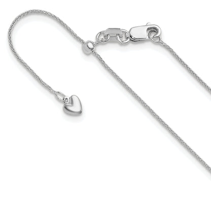 22 Inch 14K White Gold Adjustable .85mm Wheat Chain Necklace