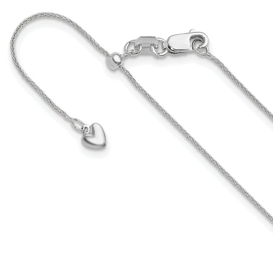 22 Inch 14K White Gold Adjustable .85mm Wheat Chain Necklace
