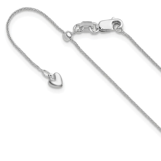 3 Inch 14K White Gold Adjustable .85mm Wheat Chain Necklace