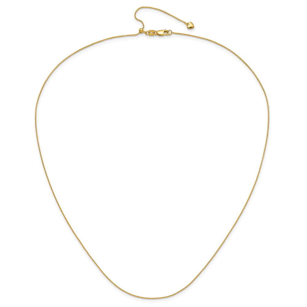 26 Inch 14K Yellow Gold Adjustable .8mm D/C Wheat Chain Necklace