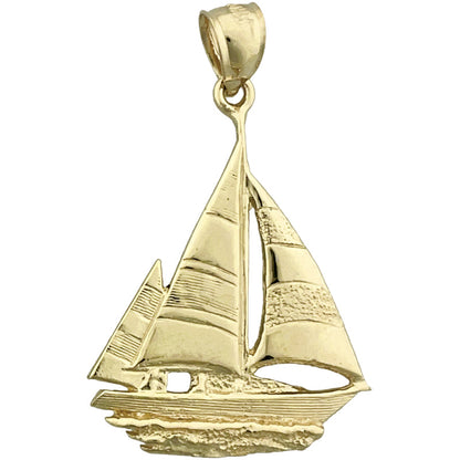14K Gold Ketch Sailboat Pendant