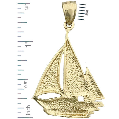 14K Gold Ketch Sailboat Pendant