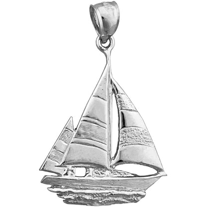 14K Gold Ketch Sailboat Pendant