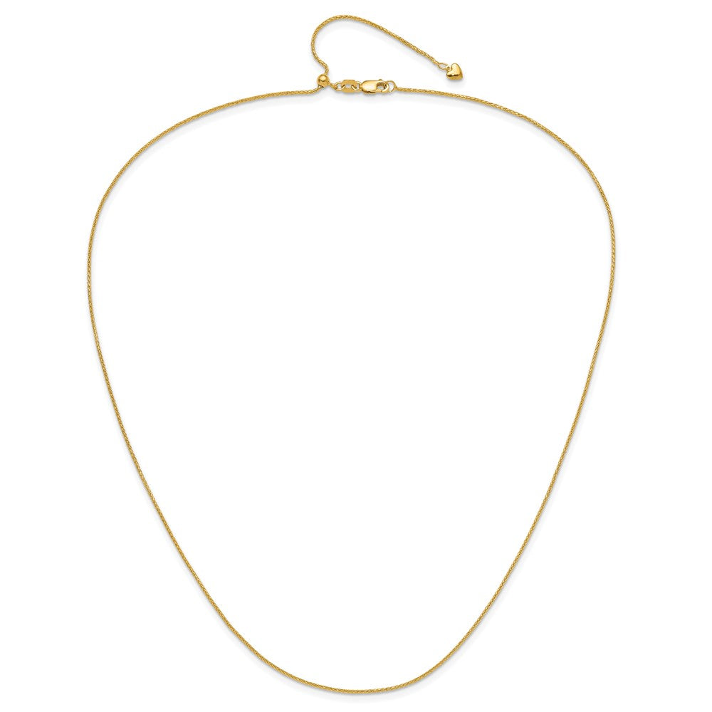 22 Inch 14K Adjustable .95mm D/C Wheat Chain Necklace