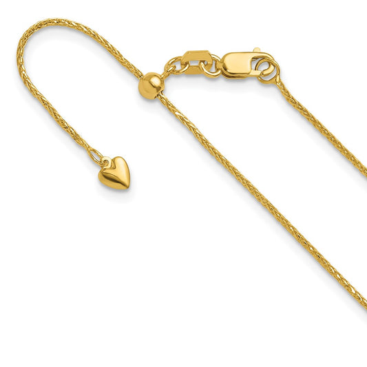 22 Inch 14K Adjustable .95mm D/C Wheat Chain Necklace