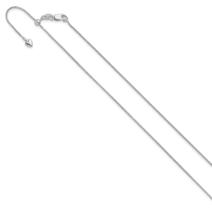 22 Inch 14K White Gold Adjustable .95mm D/C Wheat Chain Necklace