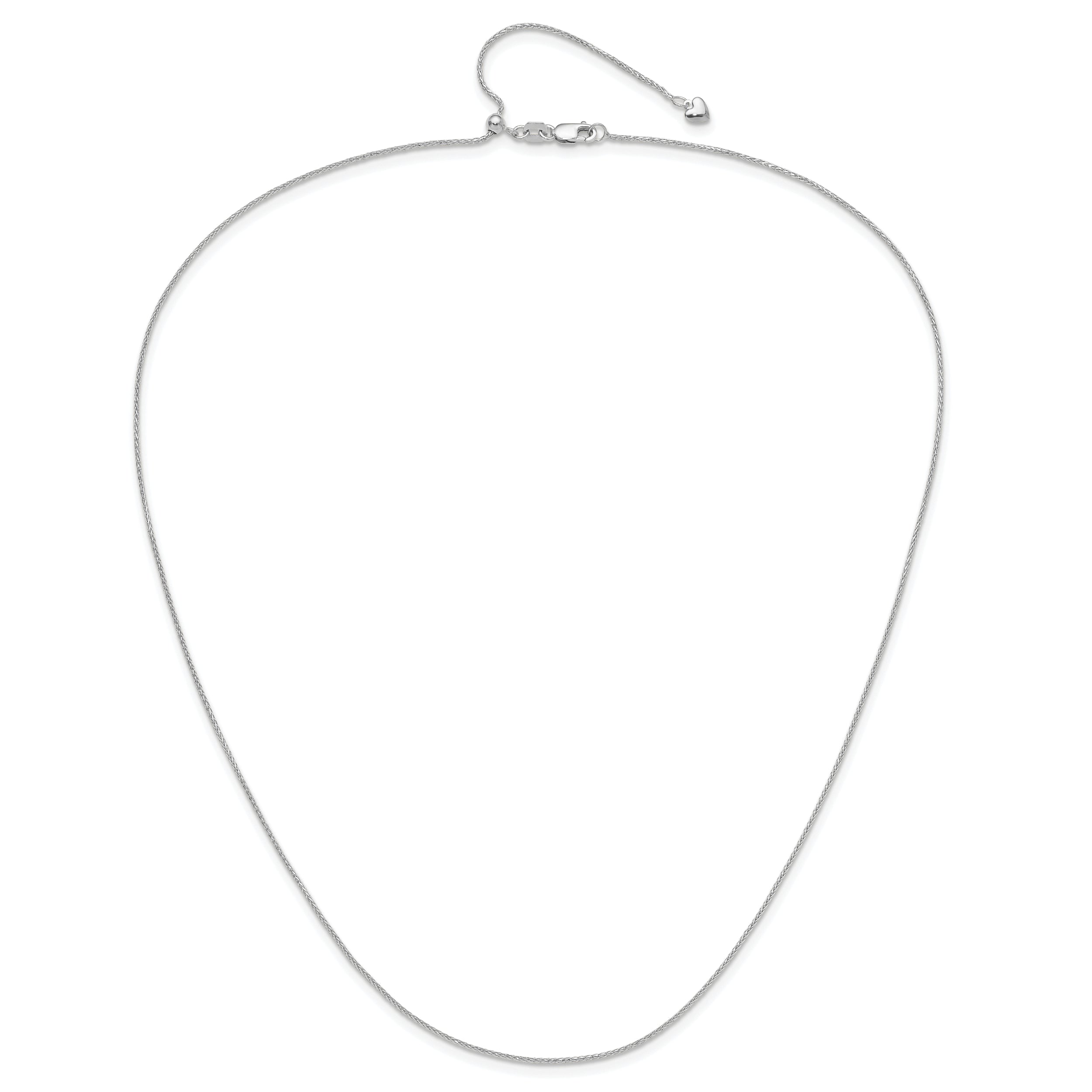 22 Inch 14K White Gold Adjustable .95mm D/C Wheat Chain Necklace