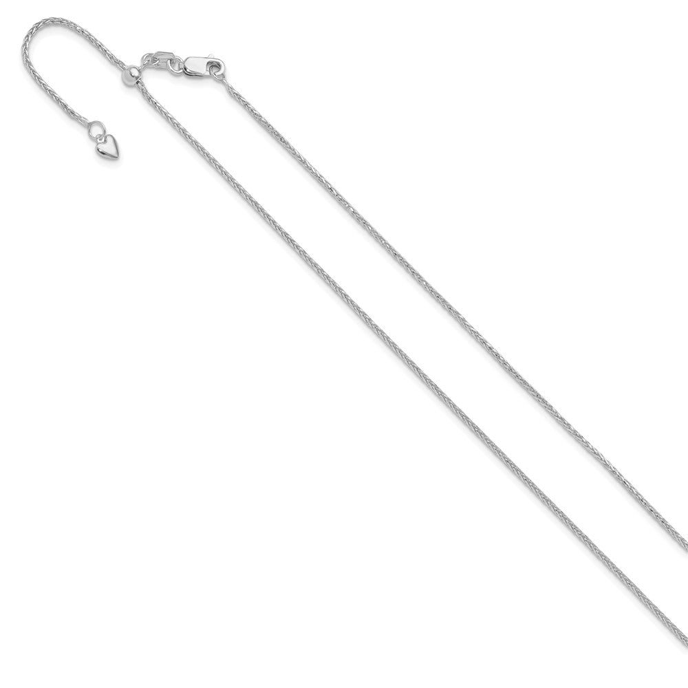 26 Inch 14K White Gold Adjustable 1.2mm D/C Wheat Chain Necklace