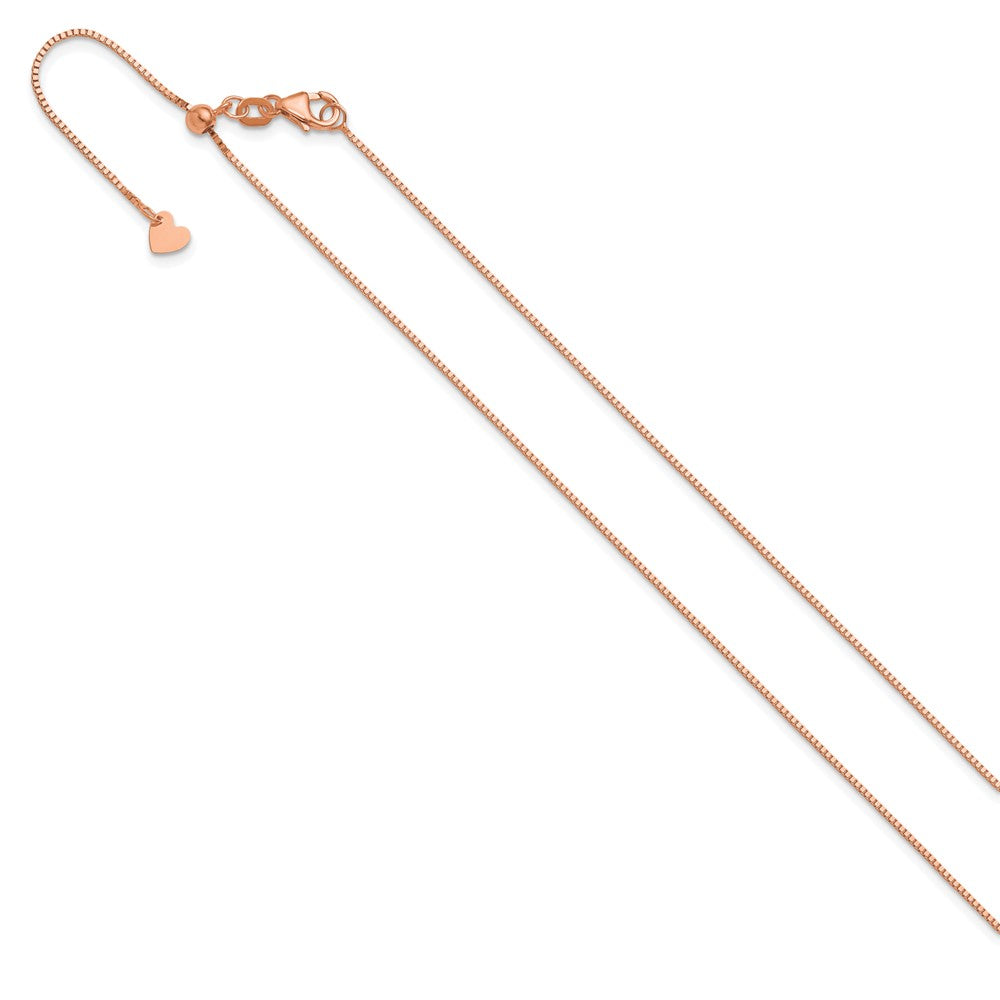 22 Inch 14K Rose Gold Adjustable .8mm Box Chain Necklace