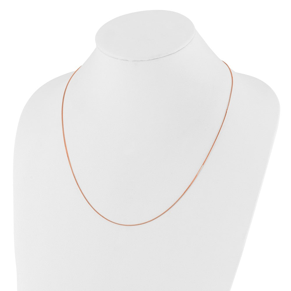 22 Inch 14K Rose Gold Adjustable .8mm Box Chain Necklace