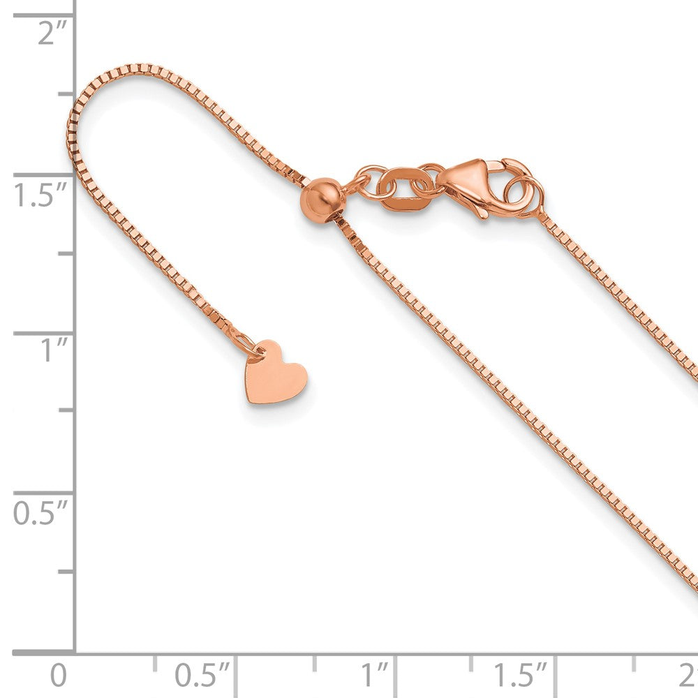30 Inch 14K Rose Gold Adjustable .8mm Box Chain Necklace