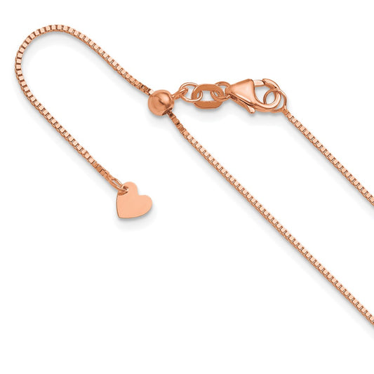 22 Inch 14K Rose Gold Adjustable .8mm Box Chain Necklace