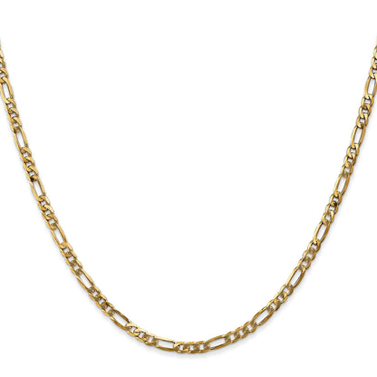 20 Inch 14K 3mm Flat Figaro Chain Necklace