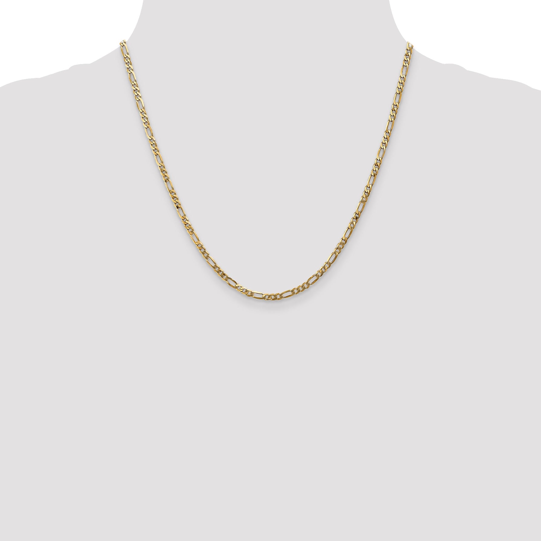 20 Inch 14K 3mm Flat Figaro Chain Necklace