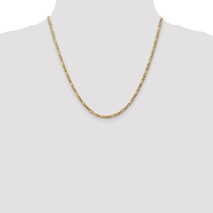 20 Inch 14K 3mm Flat Figaro Chain Necklace
