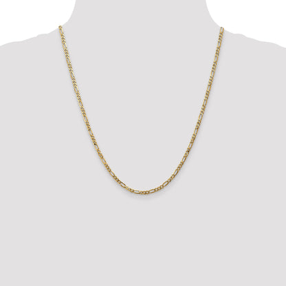 22 Inch 14K 3mm Flat Figaro Chain Necklace