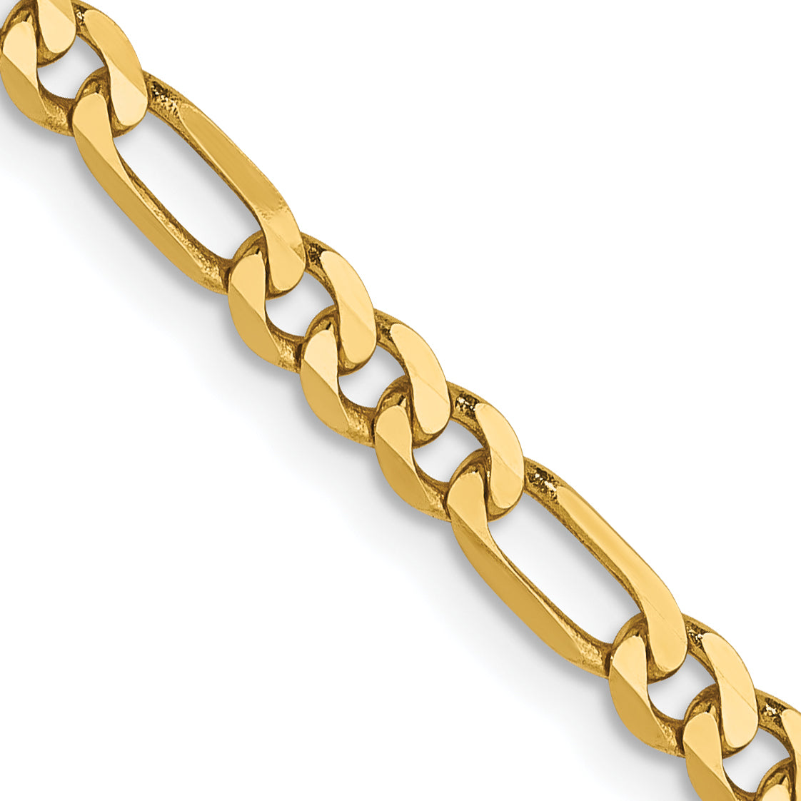 20 Inch 14K 3mm Flat Figaro Chain Necklace
